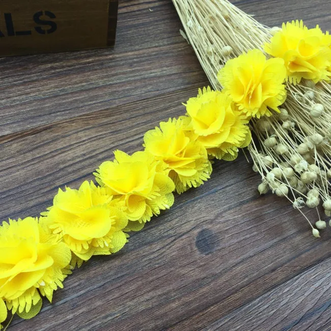 yellow 3D Цветочные Патчи Новые 26 шт. 8 листьев Цветы шифон цветы украшения ручной работы аксессуары для одежды ручной работы ткань - Цвет: yellow