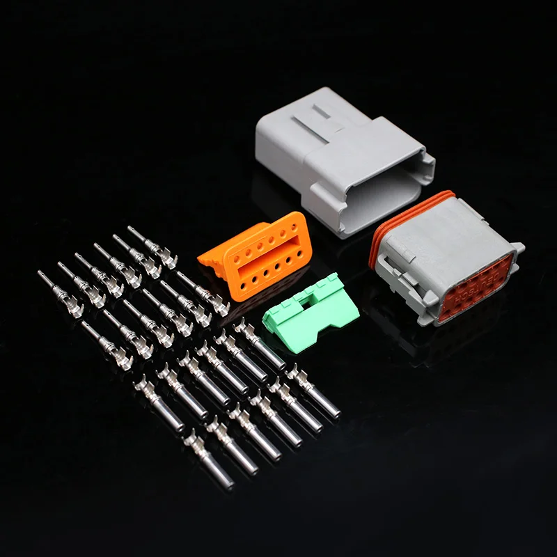 12P 1 компл. Deutsch DT разъем DT06-2S/DT04-2P 2P 3P 4P 6P 8P водонепроницаемый Электрический разъем для автомобиля двигатель грузовик с шпильками 22-16AWG - Цвет: 12P