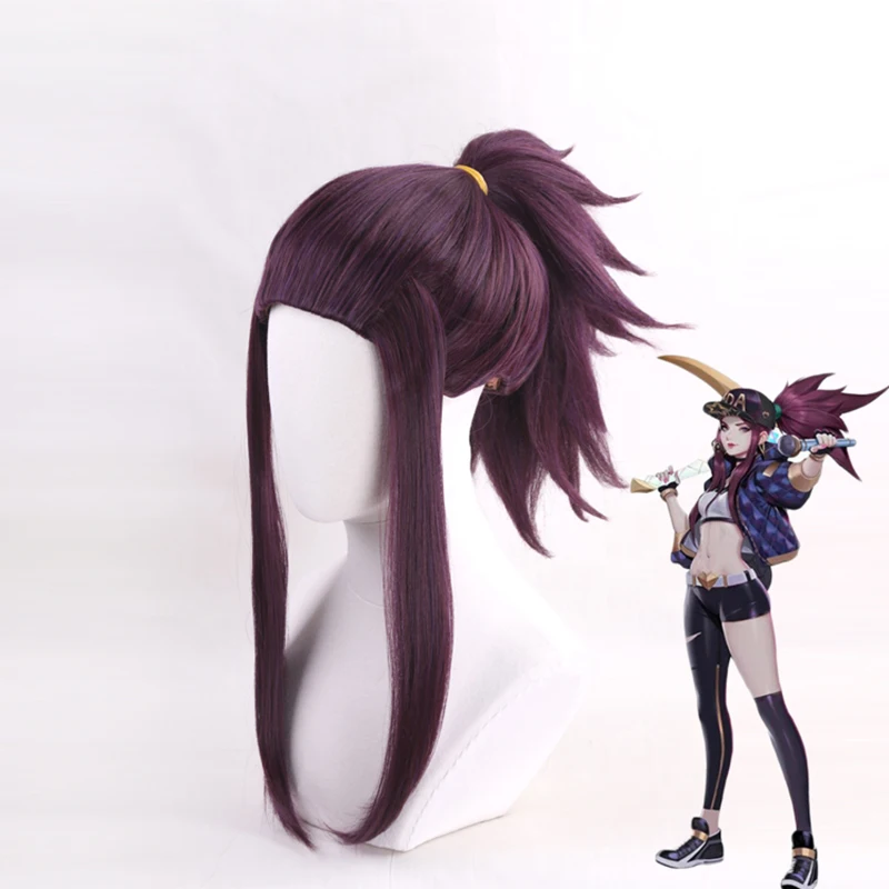 Игрового персонажа K/DA Akali парик хвост Косплэй костюм кДа синтетический
