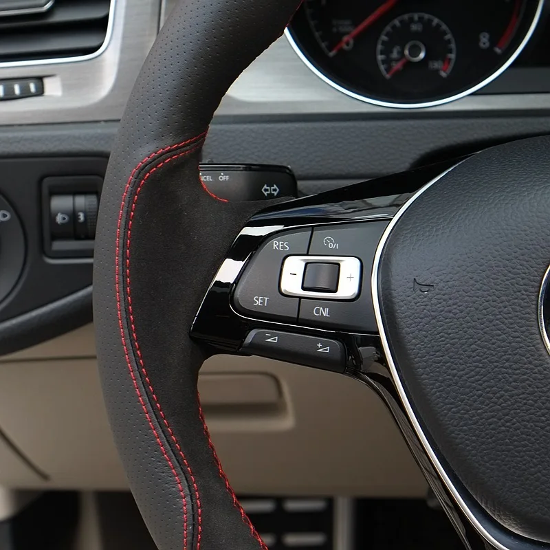 Блестящие пшеницы ручной работы черная замша черный кожаный чехол руль для Volkswagen