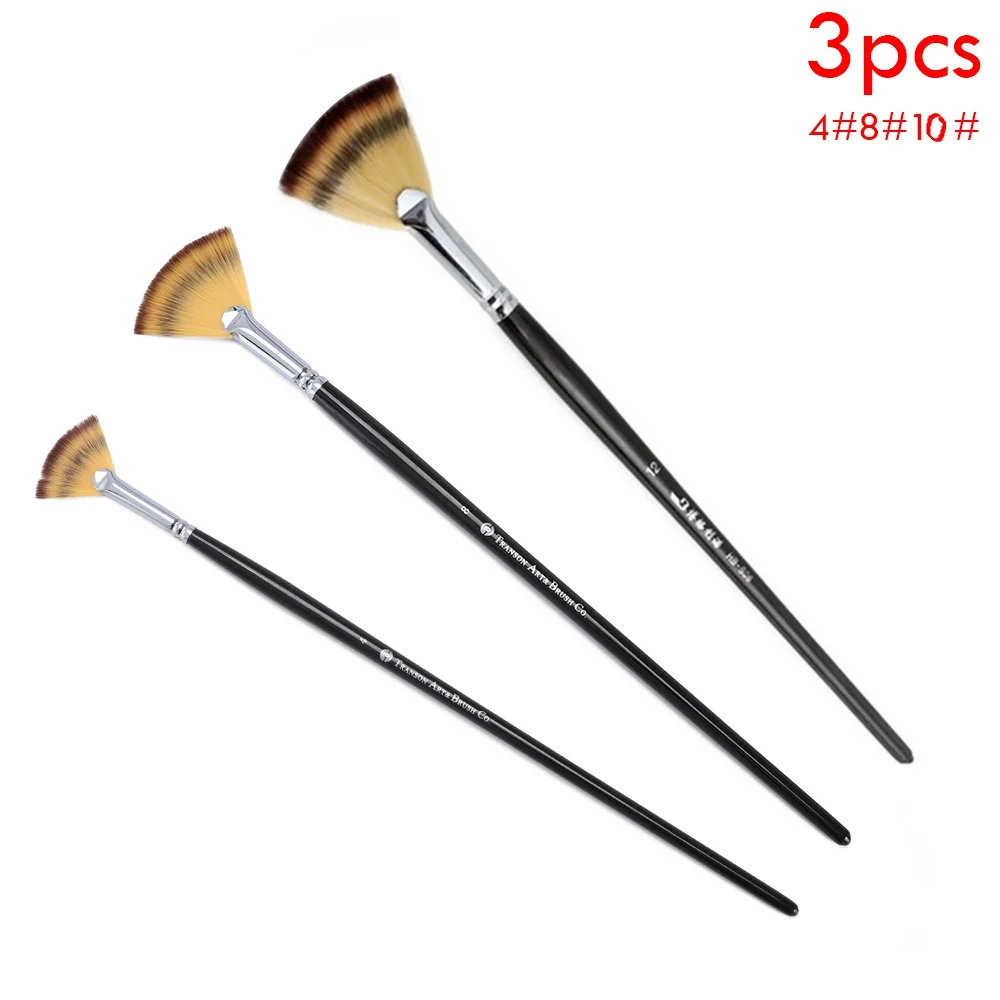 3pcs Деревянная ручка, кисть для рисования маслом, ручка для веера, набор ручек, деревянная ручка, акриловая краска маслом, кисть для художника 1#2#4#6#8#10 - Цвет: 3pcs
