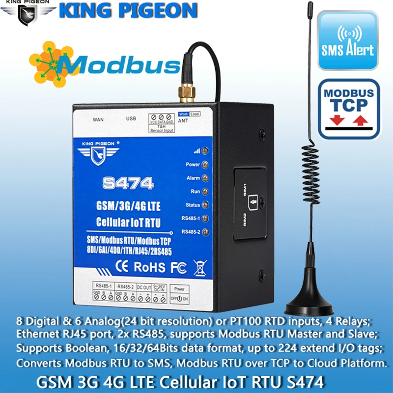 GSM Modbus TCP to RTU шлюз поддерживает две SIM карты RS485 последовательный к RJ45 конвертер 24