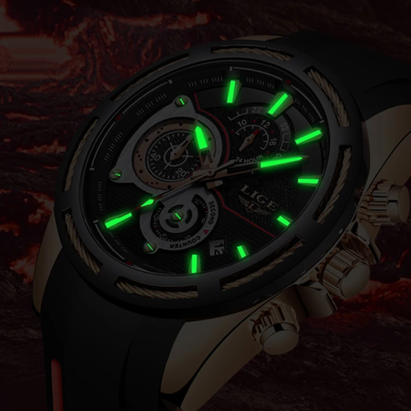 LIGE новые мужские часы силиконовый ремешок для мужчин Топ бренд класса люкс