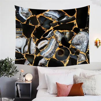 BlessLiving Marble Texture Tapestry Liquid Golden Decorative Wall Hanging Rock Stone Abstract Wall Carpet Home Decor 150x200cm 5
