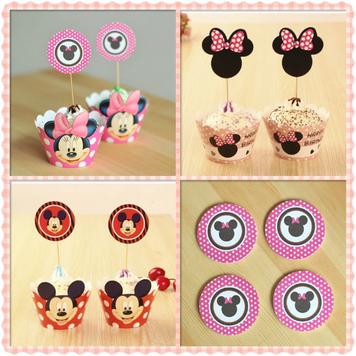 И 24 шт. Прекрасный Микки Маус Фильм кекс ботворезы выбирает украшения рождения