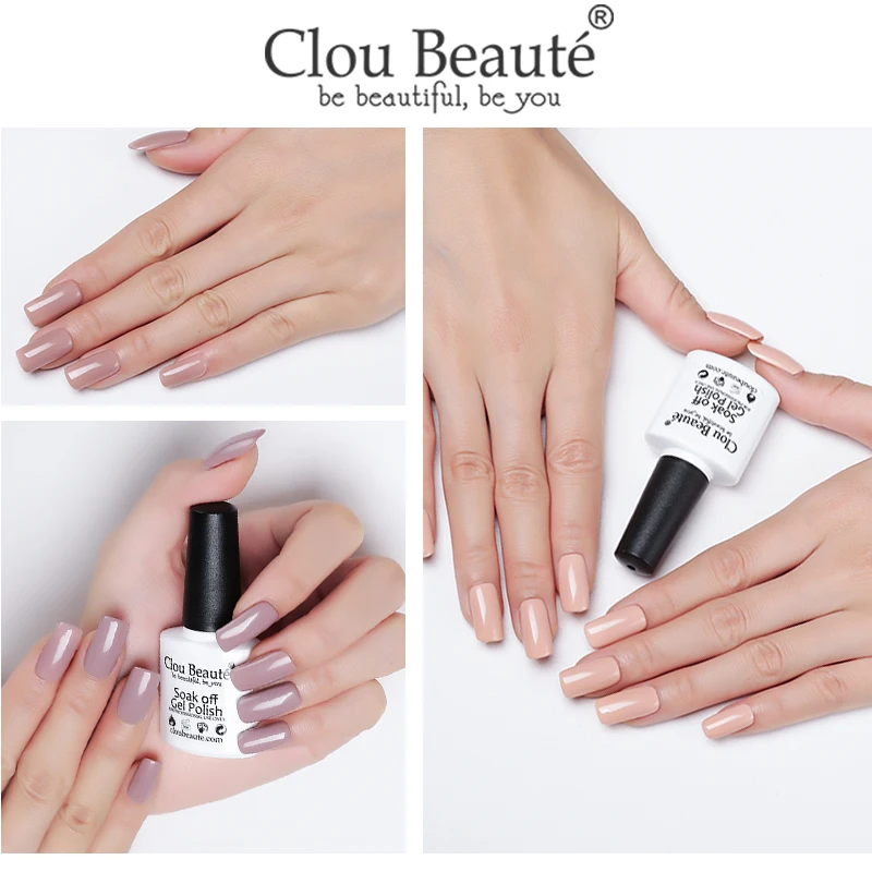 Гель лак для ногтей Clou Beaute телесного цвета УФ гель 10 мл отмачиваемый бежевый нейл