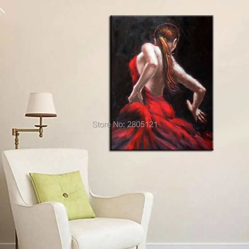 Ручная роспись элегантная Испанская танцовщица девушка картина маслом