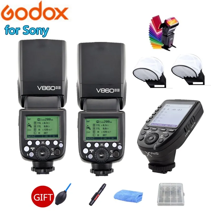 3X Godox V860IIS V860II-S ttl 1/8000 S HSS GN60 V860II ttl HSS 1/8000 s 2,4G Вспышка Speedlite+ Xpro-S передатчик для sony - Цвет: Зеленый