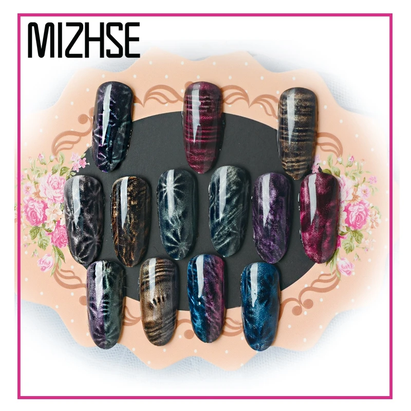 MIZHSE 1 шт. двойная головка ногтей Гель-лак «кошачий глаз» Магнитный цветочный наконечник для всех 3D волшебный кошачий глаз магнитный гель лак для ногтей маникюр