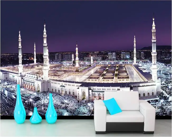 3D-обои на заказ фотообои с изображением мечети в городском стиле декор для