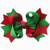 50pcs Free Shipping Two Tone Layered Green and Red Christmas Hair Clip