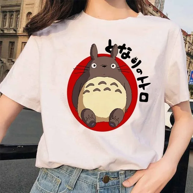 Футболка Totoro Spirit Out Хаяо Миядзаки из мультфильма Studio Ghibli femme женская футболка с японским аниме, женская одежда с аниме