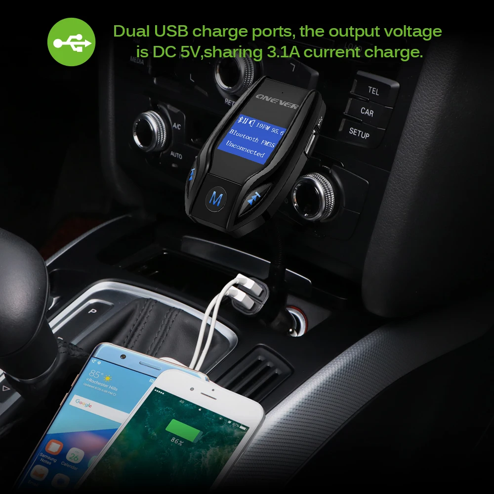 Onever ONEVER FM35 поворотный Bluetooth Автомобильный fm-трансмиттер MP3 плеер 3-USB автомобиля