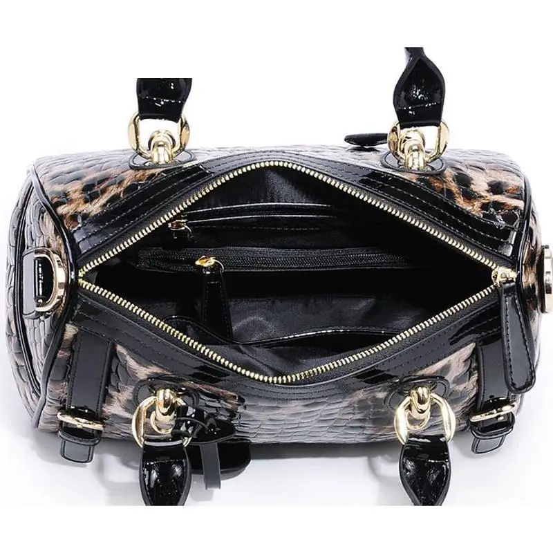 Женская сумка из натуральной воловьей кожи с леопардовым тиснением Сумочка