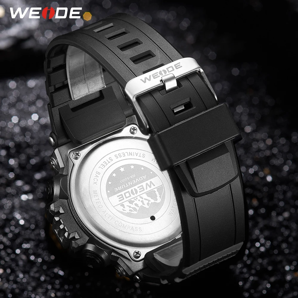 WEIDE Sports Military Fashion 50 Bar Water Resistant Electronic Digital Clock Alarm Back Light PU Strap Black Wrist Watch Hour | Наручные
