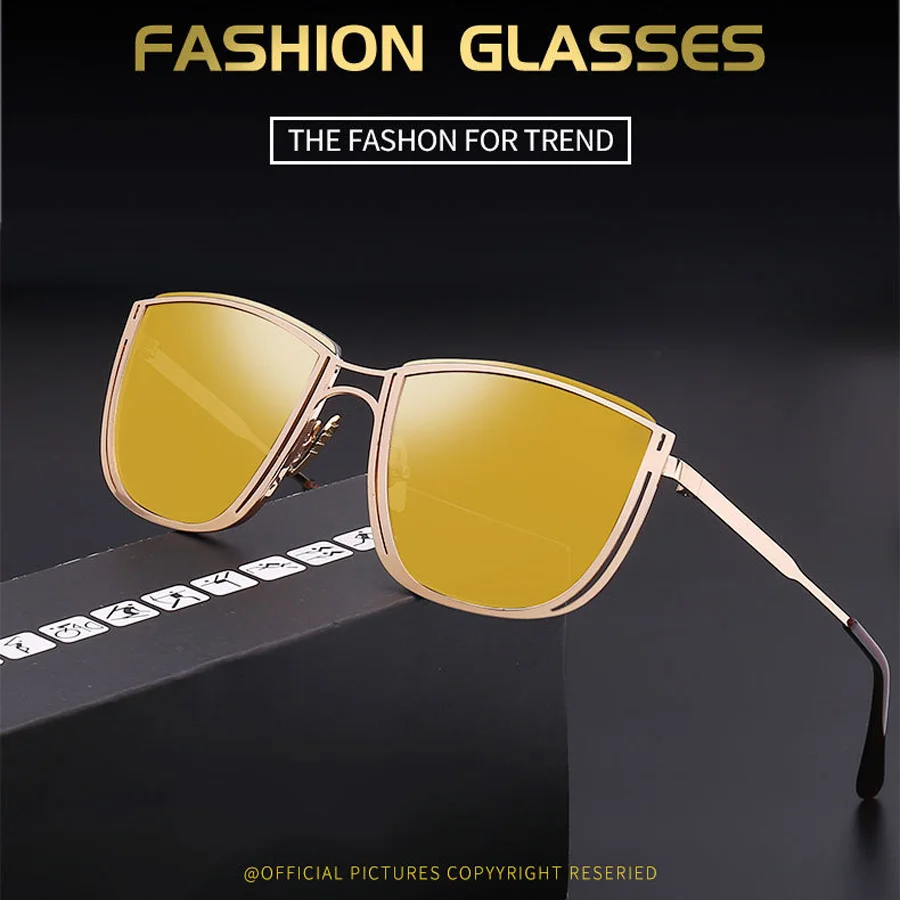 Женские солнцезащитные очки в металлической оправе BANSTON с зеркальным покрытием