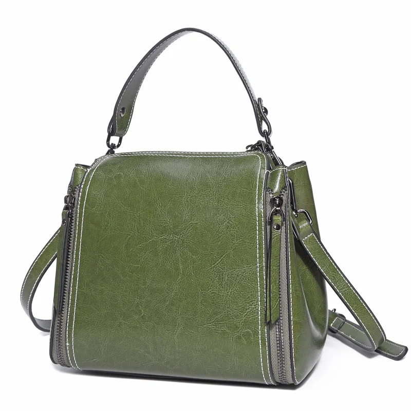 Famous Brand Design Female Bag Double Zipper Women Fashion Handbags Genuine Leather Vintage Shoulder Bags Ladies Crossbody | Багаж и сумки