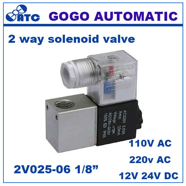 2 Way Пневматический алюминий электромагнитный клапан 1/8 &quotbsp AC DC микро-управления