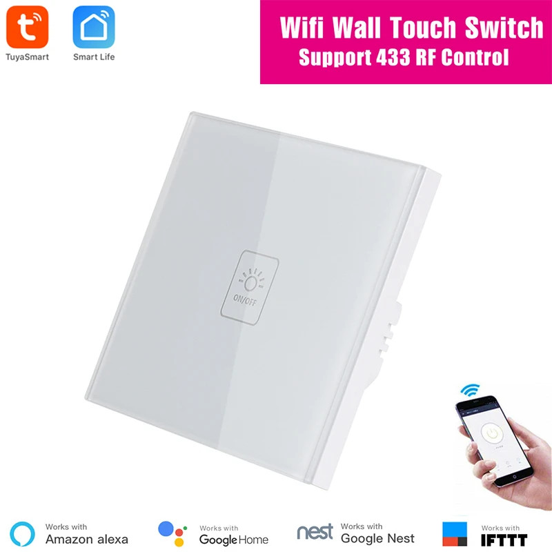 Tuya Smart EU WiFi светильник, переключатель, умная стеклянная панель, настенный переключатель RF433, интеллектуальное приложение для жизни, Голосовое управление с Alexa Google Home IFTTT