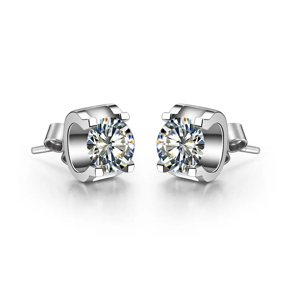 Тест Положительный тест реальные 5 0 мм 0.5Ct каждый G H серьги гвоздики из моиссанита