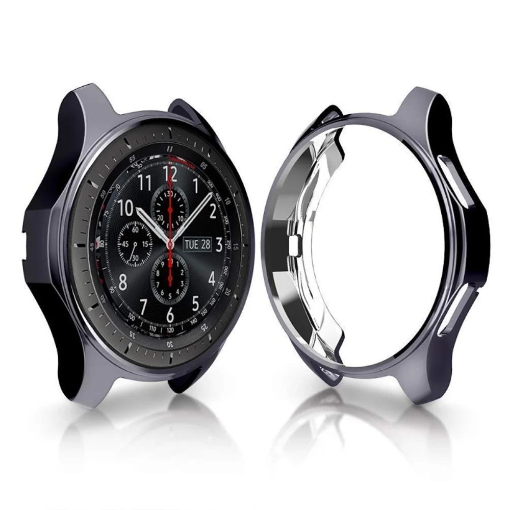 Серый Защитный чехол из ТПУ с покрытием для samsung Galaxy Watch 46 мм, защитный чехол с рамкой для Galaxy Smart Watch 42 мм, аксессуары - Цвет: Серый