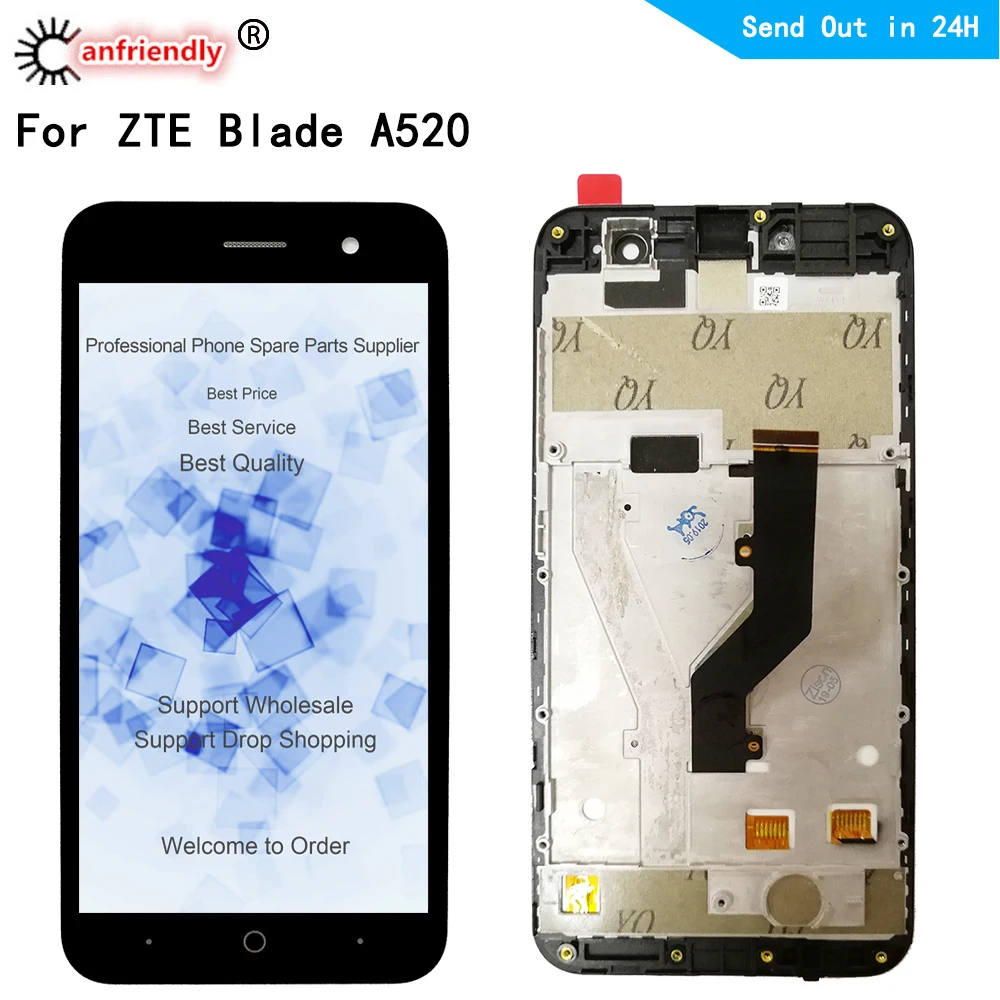 Para ZTE Blade A520 pantalla LCD + pantalla t&aacute;ctil reemplazo digitalizador con marco Asamblea Panel de tel&eacute;fono para ZTE A520 un 520 pantalla-0