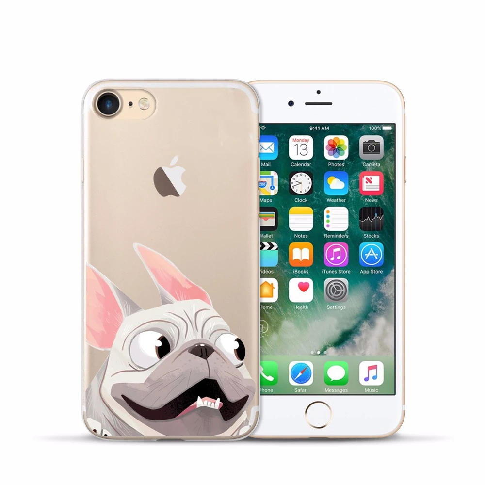 Мягкий силиконовый чехол для iPhone 7, милый гелевый Чехол с французским бульдогом, прозрачный чехол для iPhone 6S SE 5S 8 Plus X XR XS Max, чехол - Цвет: 2 soft case