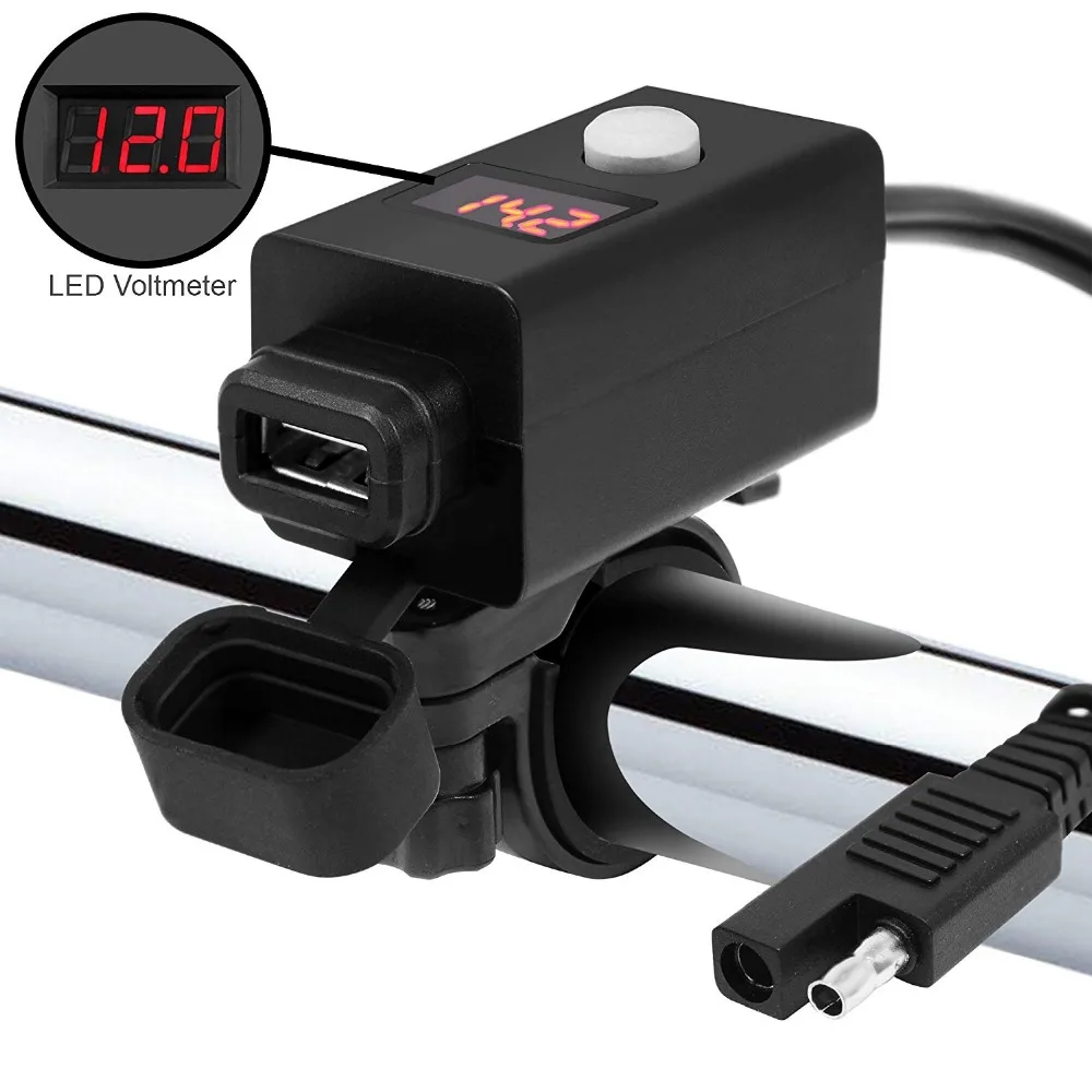Крепление зажим на руль мотоцикла водонепроницаемый переходник SAE к USB для