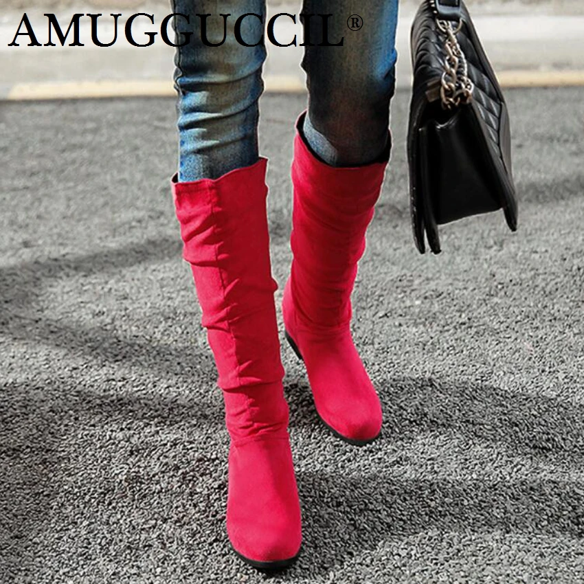 

2021 New Plus Big Size 28-52 Black Red Pink Beige Green Fashion Autumn Girl Females Ladies Women Boots X1739