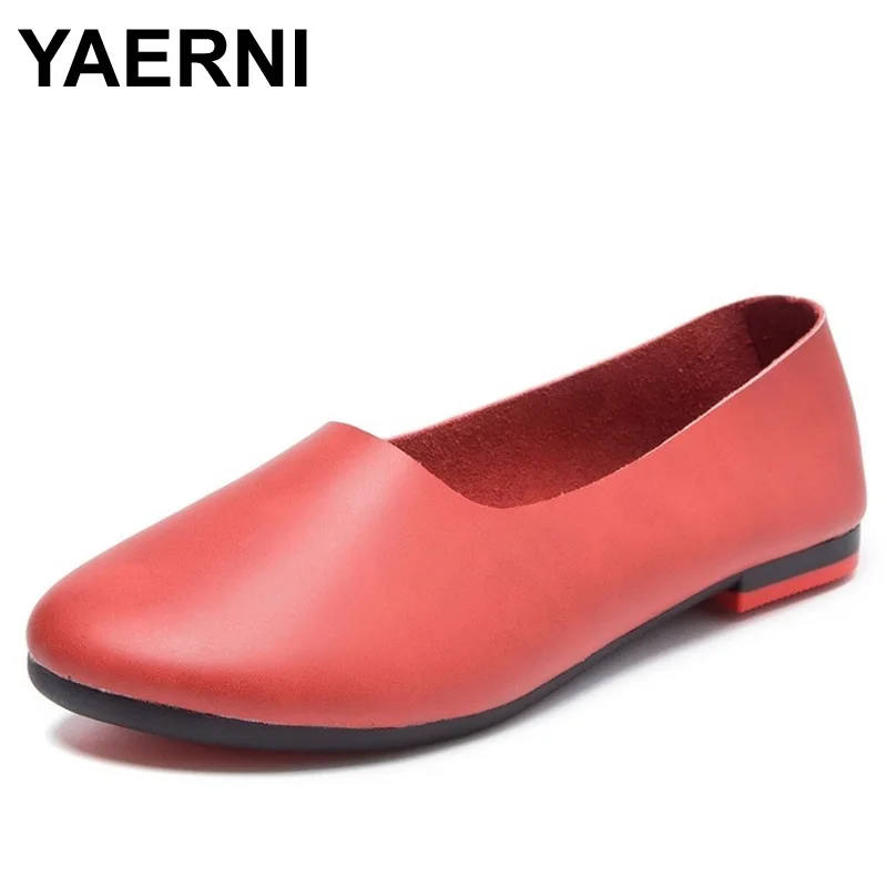 

Туфли YAERNI женские из натуральной кожи, мягкие балетки, повседневная обувь на плоской подошве, лоферы, летняя обувь, Размеры 35-43