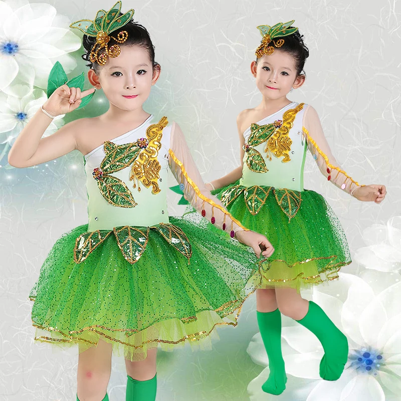 Детские костюмы choral service Chunxiao grass green jasmine танцевальная одежда детское платье