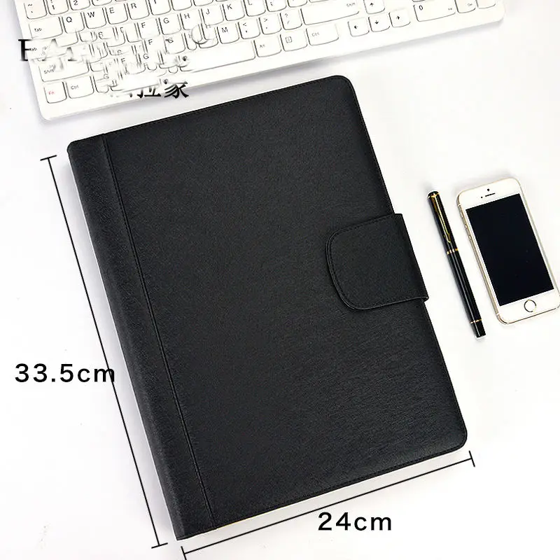A4 PU leather hasp lock business manager file folder office work agreement document report folders portfolio manual clamp 1083A |