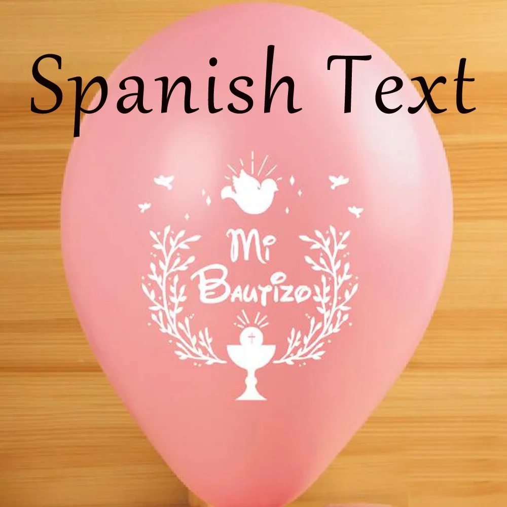 Spanish Pink 50 шт. 10 дюймов синий розовый английский логотип мое Крещение и испанский логотип Mi Bautizo воздушный шар для детей крестины вечерние украшения - Цвет: Spanish Pink