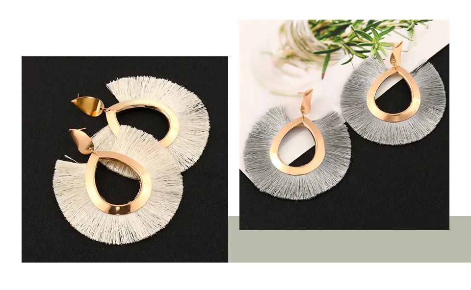 BFH Bohemian Big Drop Earrings for Women Lady Female Fringe Handmade Brincos Large Fashion Woman Tassel Earring Jewelry