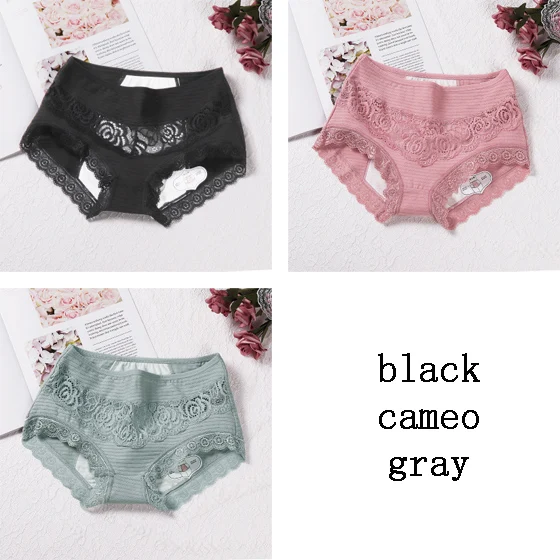 Black Cameo Gray DULASI, физиологические трусики, герметичные, менструальные, средняя посадка, женское нижнее белье, сексуальные, кружевные, одноцветные, комфортные, хлопковые, бесшовные трусы - Цвет: Black Cameo Gray