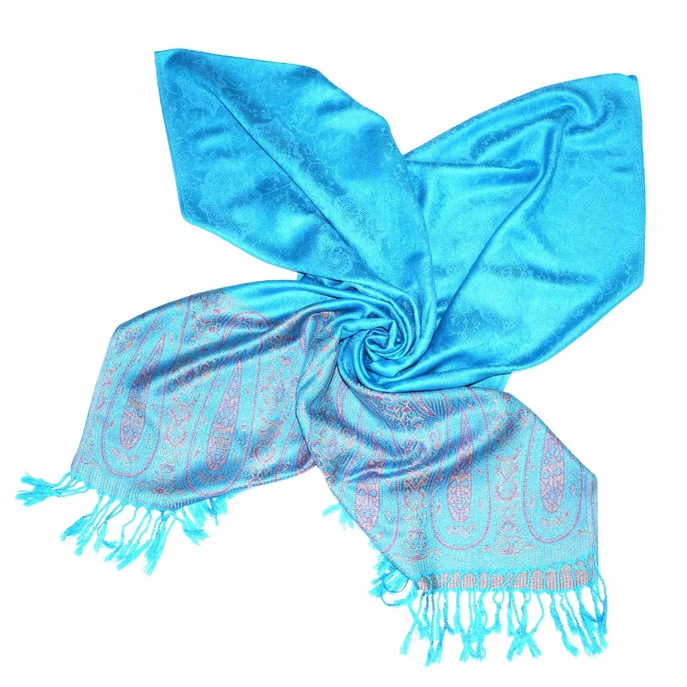 Бирюзовый шарф палантин с пейсли из Индии зимние шарфы 100% хлопок Пашмина женские