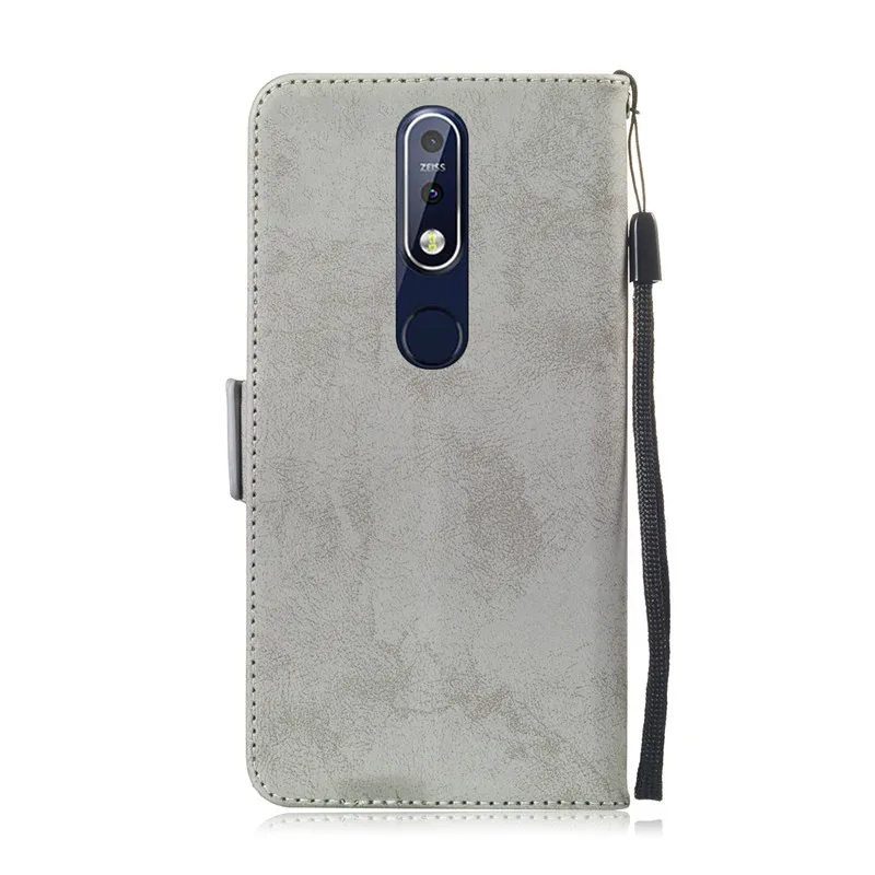 Кожаный чехол на СПС Coque Nokia 7 1 2018 для Fundas Plus сплошной цвет винтажный флип Бумажник