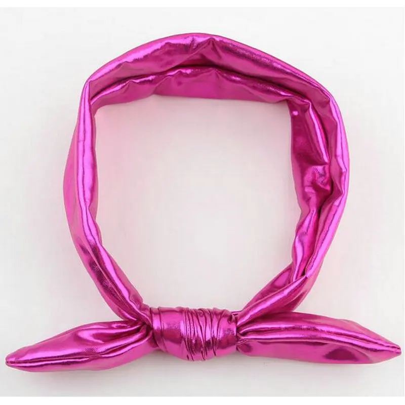 7 colors New Fashion Lovely Girls Stretch PU Ear Turban Knot Hairband Rabbit Bow Headband Hair Band Headwrap Kids Accessories D3 |