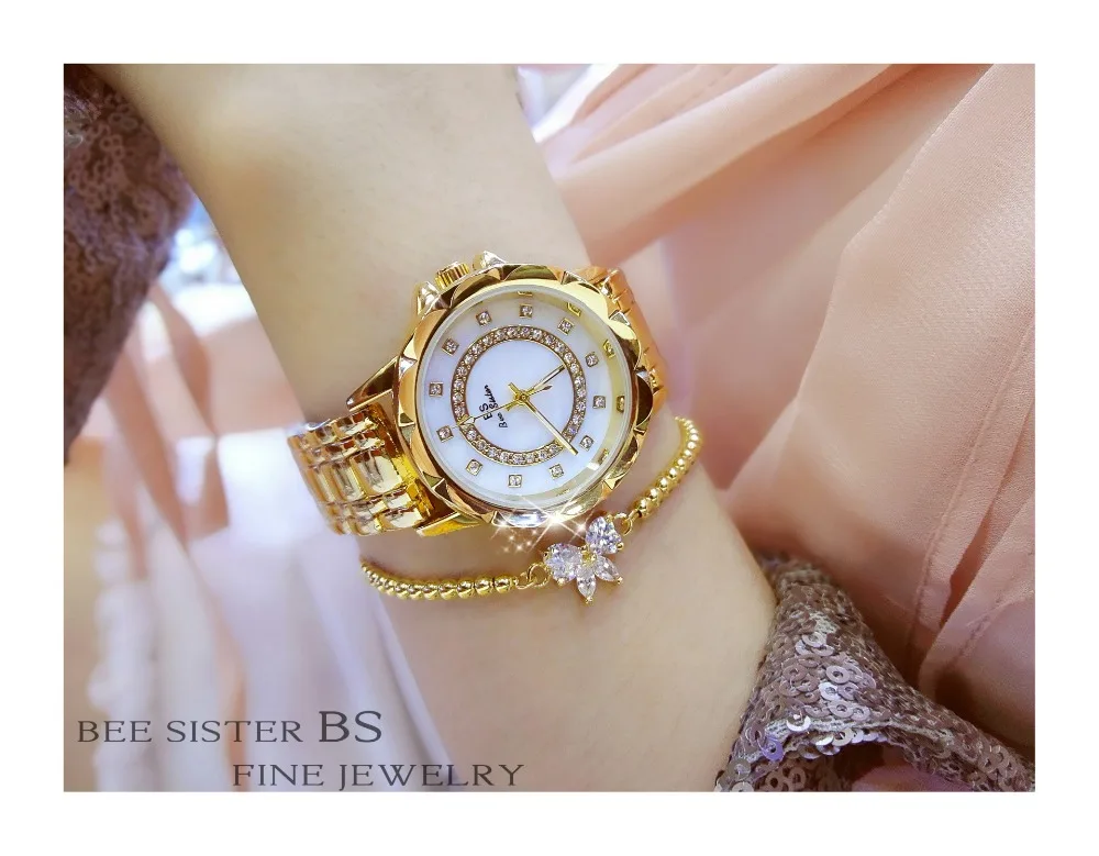 Montres femme BS повседневные женские часы, женские часы с бриллиантами, женские часы, брендовые Роскошные Кварцевые часы dourado relogio feminino