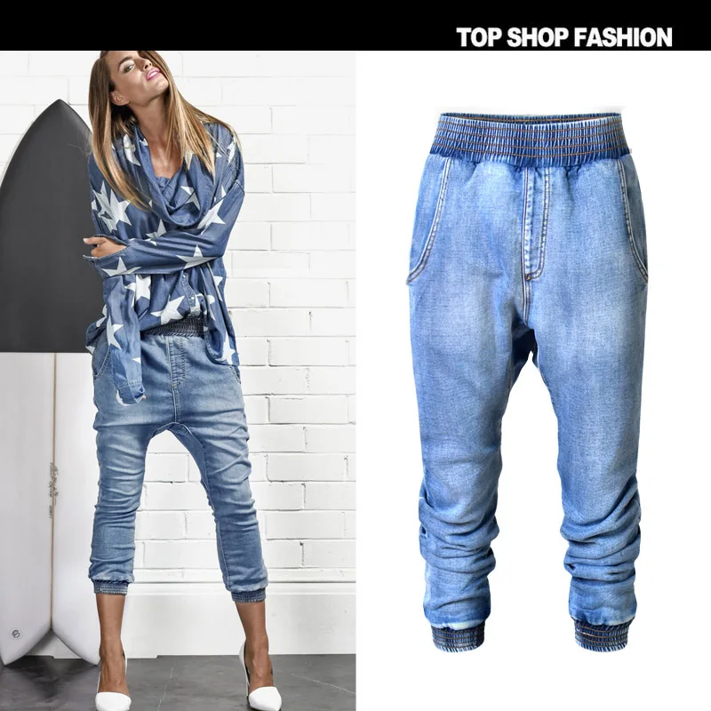 

New street snap ultra soft towel material elastic waist harlan baggy pants waist pocket 7 minutes of pants big yards