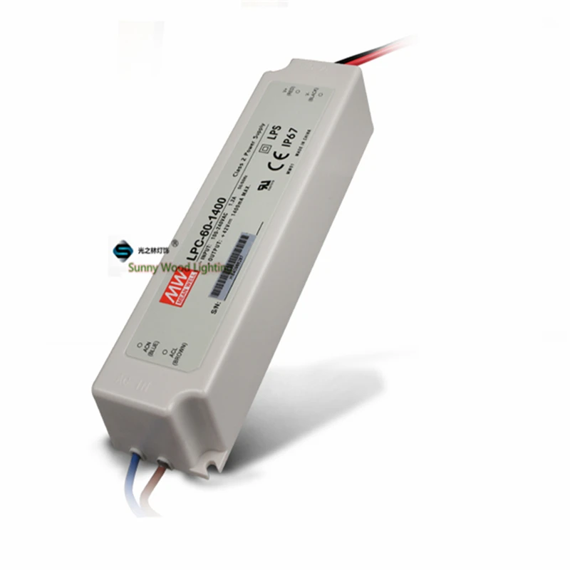 

100-240Vac to 9-42VDC ,58.8W,1400ma constant current IP67 UL power supply ,Led light,led signboard driver,LPC-60-1400