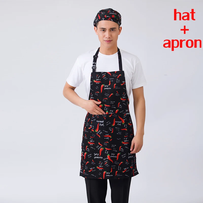 Фартук+ шляпа Кухня Повара фартуки работы столовой половина-длина длинный пояс фартук питание поваров отель форменная одежда официантов основные принадлежности