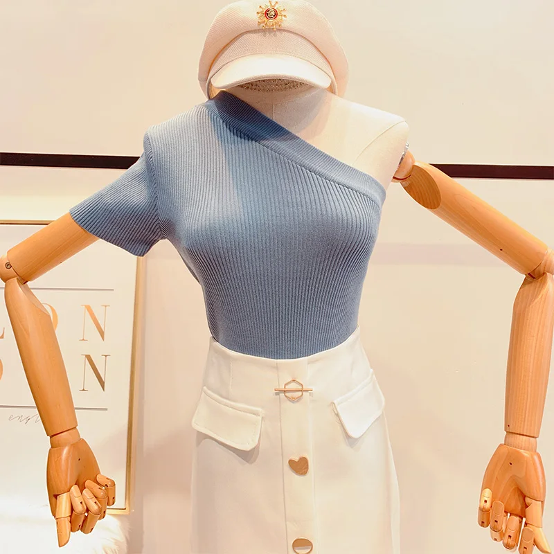 Женская хлопчатобумажная рубашка повседневная трикотажная короткая одежда с