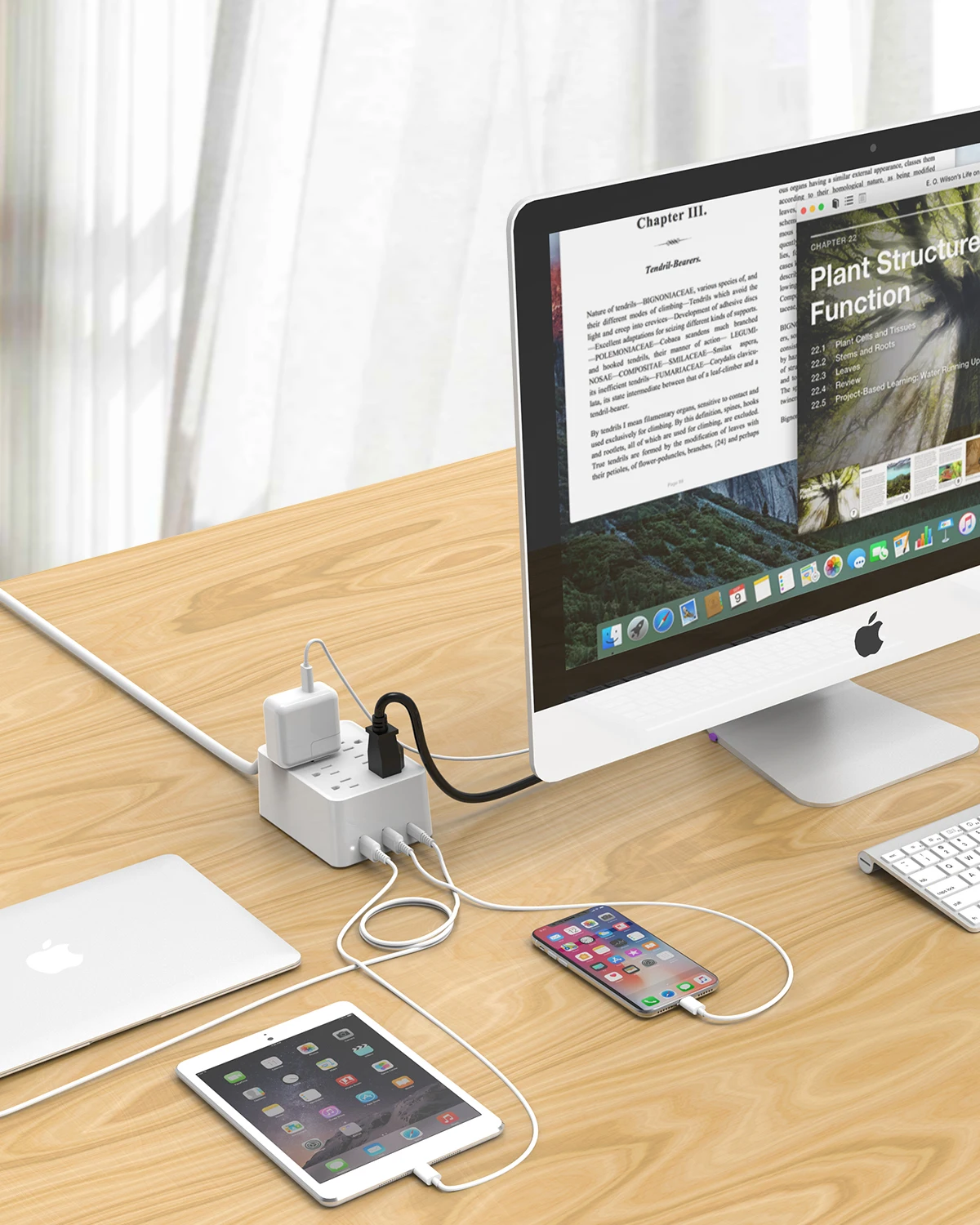 Сетевой блок питания NTON с PD зарядным устройством 45 Вт USB-C США плоский штекер 6AC 3USB(2 USB-A, 1 USB-C) для домашнего офиса 1,8 м удлинитель