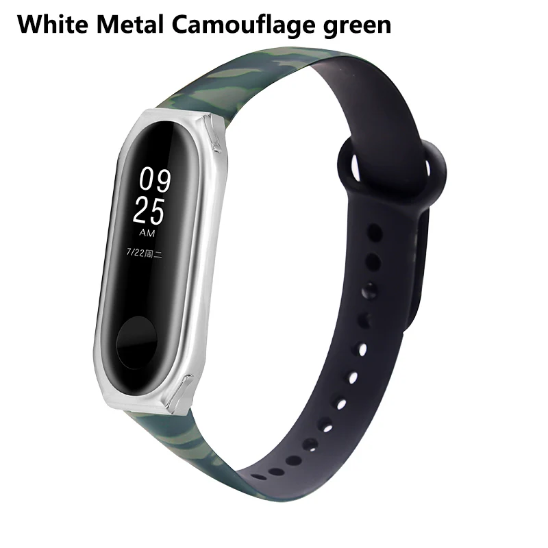 White Cam Green BOORUI новые Miband 3 ремень с металлическим корпусом и разнообразные с цветочным принтом correas Miband 3 аксессуары ремешок для xiaomi mi3 - Цвет: White Cam Green