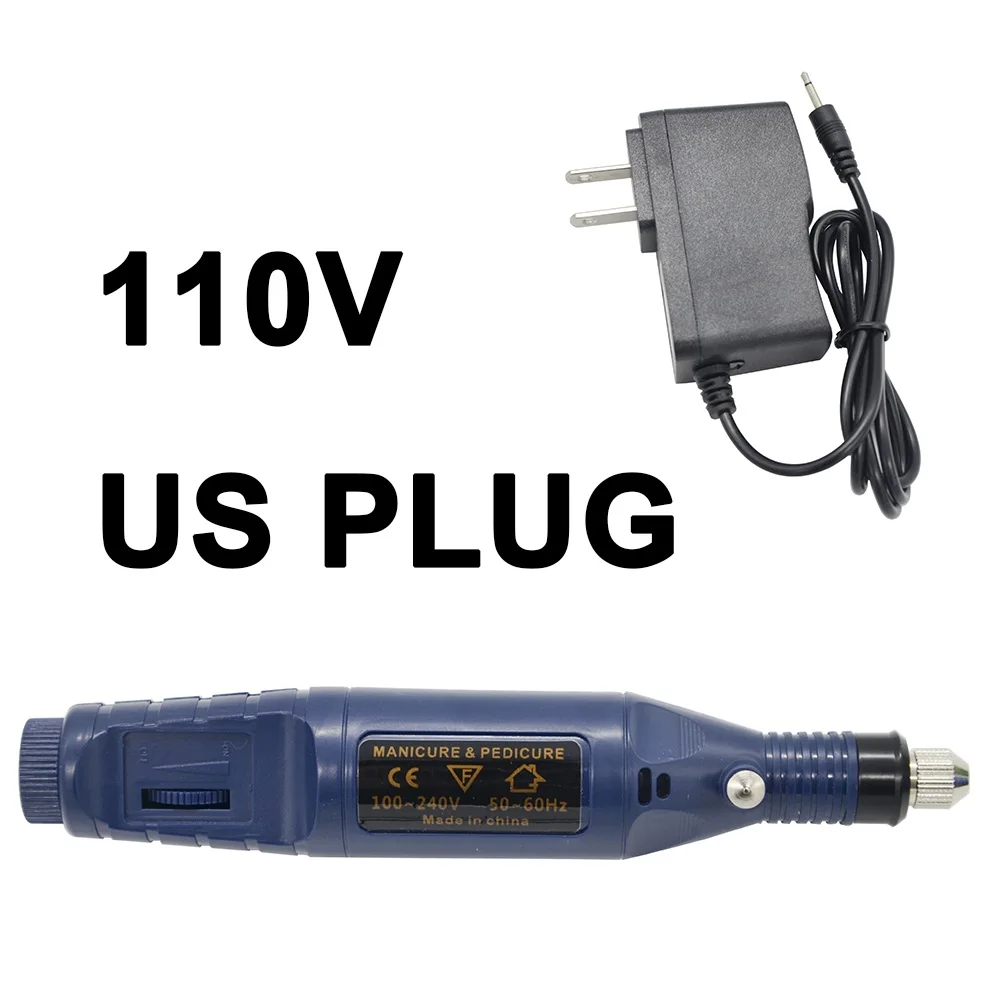 Darkblue US plug 20000 ОБ/мин Электрическая дрель для ногтей Алмазная пилочка для ногтей дрель для маникюра и педикюра сверло для полировки наборы инструментов - Цвет: Darkblue US plug