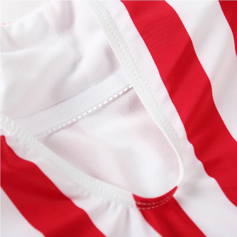 Buy 2019 Whie Red Striped Swimwear Women One Piece Swimsuit Bikini Push Up Jumpsuit Vest Bathing Suit Monokini Badpak on