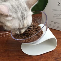 new design plastic food feeding water drinking sloping bowl anti slip cat dish tilted pet feeder with slope base for most cats