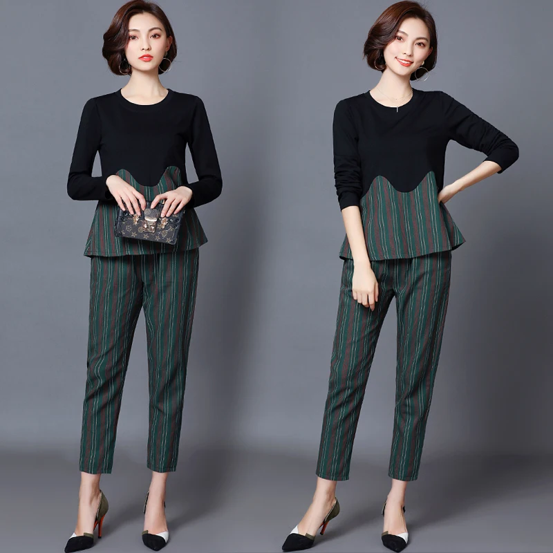 Женский спортивный костюм в полоску модный свободного покроя из 2 предметов топ и