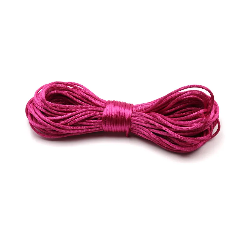 violet red 20 метров атласный нейлоновый шнур 2 мм шелковый канат для детский Прорезыватель аксессуары клипсы для детского зубного кольца цепочка ручная работа проект - Цвет: violet red